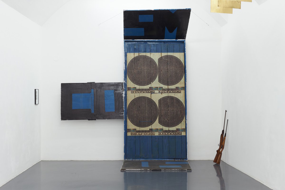 Stano FilkoShooting range - Target Universe, 1966-67/2005Mixed media on wood350 x 180 cm