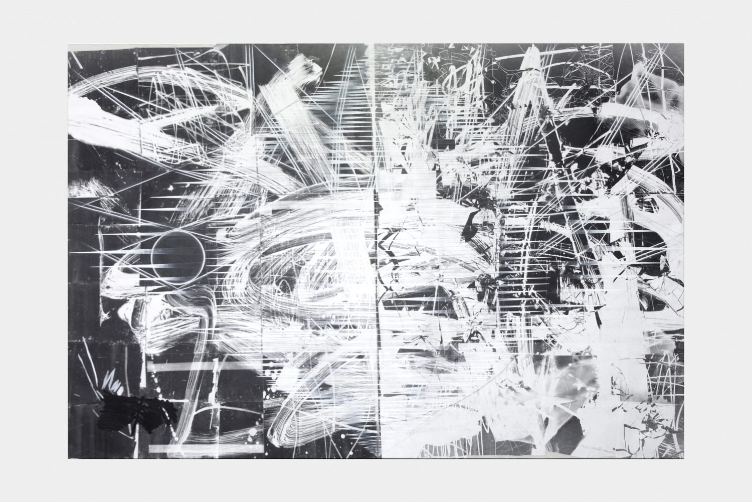 Tillman KaiserUntitled, 2017Eggtempera and photogram on paper on canvas200 x 300 cm