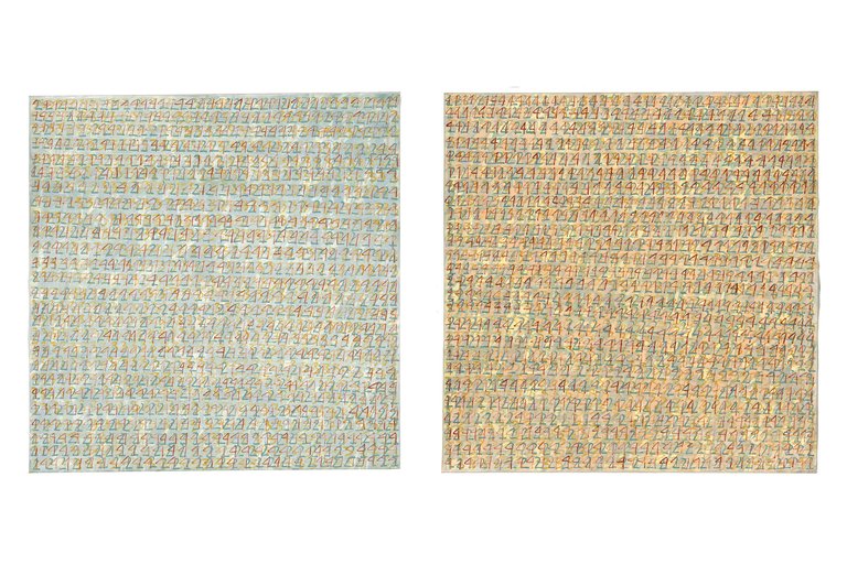 Anchan/Anna DaučíkováUntitled (4AT6) (diptych), 1994Oil on canvas135 x 135 cm eachCourtesy of the artist &amp; Layr, Vienna