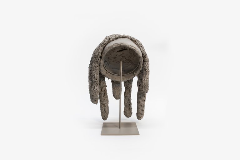 Gaylen Gerber, Support, n.d., Oil paint on ceremonial headdress, Bamun People, Cameroon, hemp, leather, cotton, hair, on base, 20th century, 45.7 × 27.9 × 20.3 cm