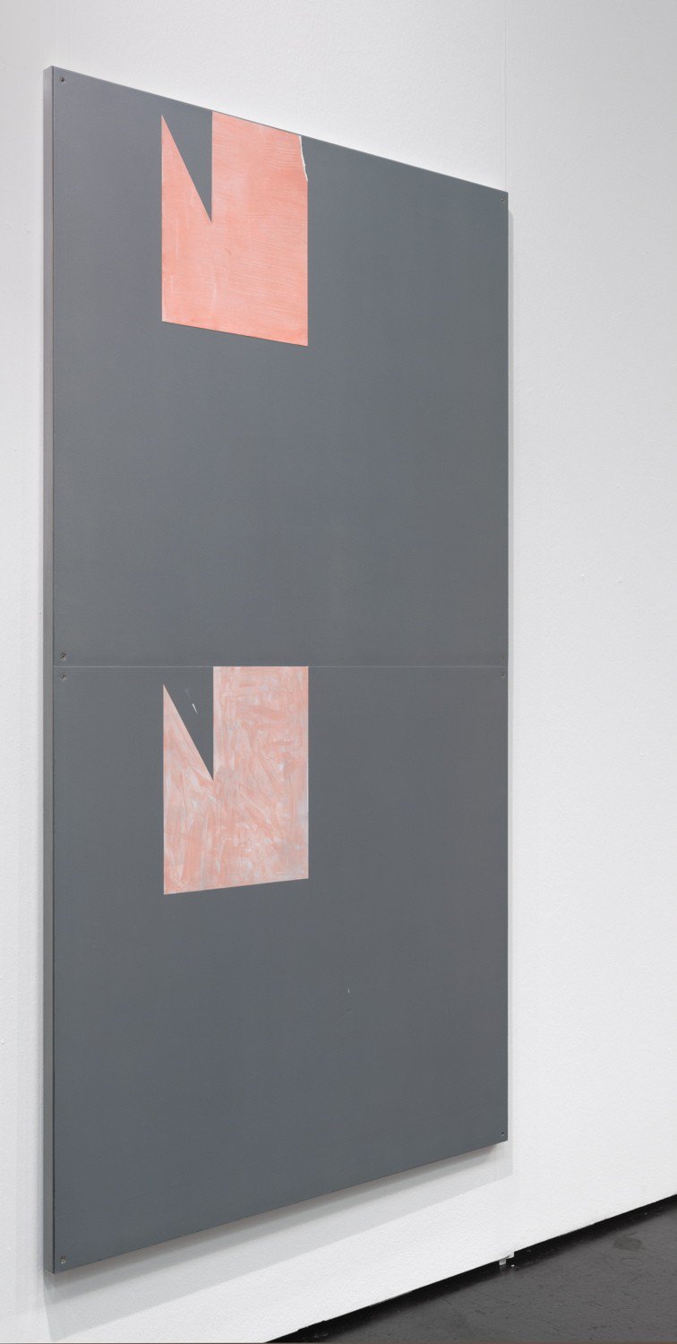 Nick OberthalerUntitled (minor patterns II), 2013Gesso, acrylics, screws and paper on kapaline-foamboard, mounted on wooden frame180 x 100 cm