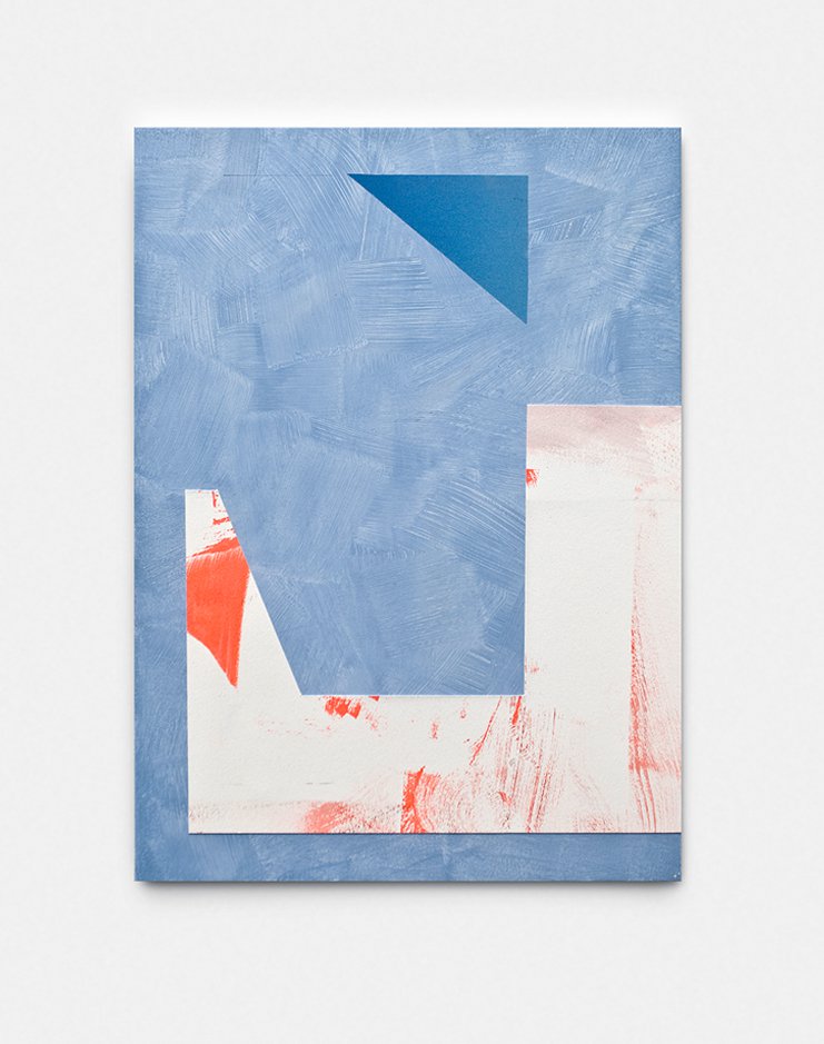 Nick OberthalerUntitled, 2014Primer, acrylics, paper, and magazine cut-outs collaged on aluminum30 x 25 cm